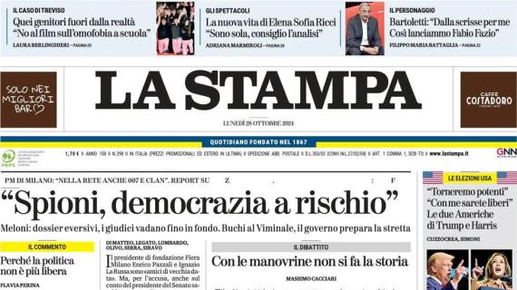 La Stampa: "Infinita Juve: spettacolare 4-4 a San Siro. Toro, Cairo vede Red Bull"