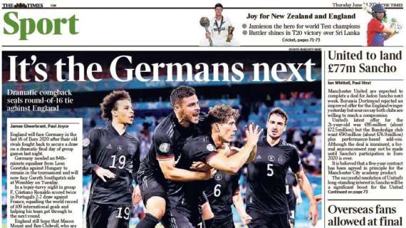 Le aperture inglesi - "Germans next": l'Inghilterra vuole vendicare Euro '96 contro la Germania