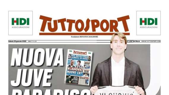 L'apertura di Tuttosport: "Nuova Juve paradiso". A Vlahovic la 7 di Ronaldo