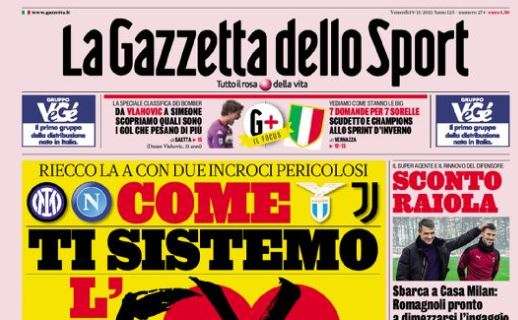 L'apertura de La Gazzetta dello Sport prima di Inter-Napoli e Lazio-Juventus: "Come ti sistemo l'ex"