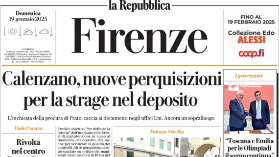 L'apertura di Repubblica (ed. Firenze): "Viola, con il Torino operazione riscatto"