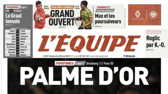 PSG, un punto a Strasburgo ed è campione di Francia, L'Equipe titola: "Palma d'oro"