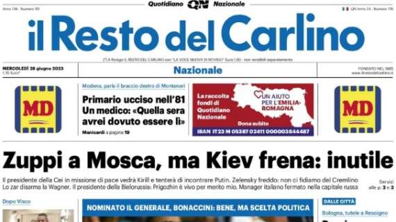 L'apertura de Il Resto del Carlino: "Bologna spuntato, Arnautovic resta un rebus"