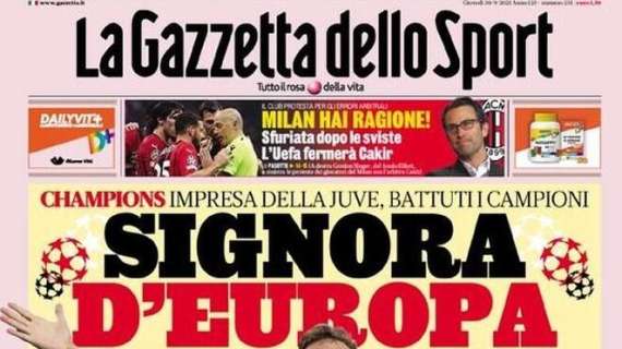 L'apertura de La Gazzetta dello Sport sul trionfo della Juve in Champions: "Signora d'Europa"