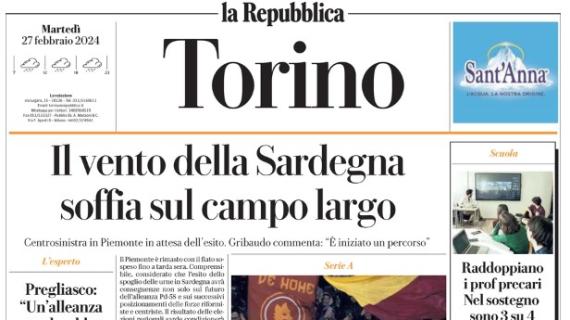 la Repubblica (Torino) in apertura: "Dybala batte Toro. La grinta granata non basta"