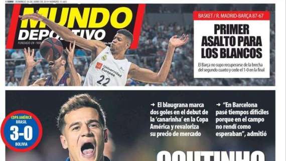 Mundo Deportivo titola sulla Copa America: "Carica Coutinho"
