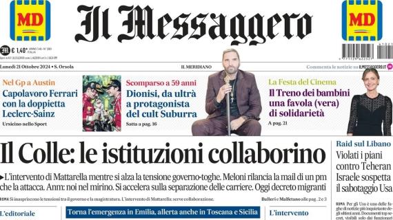 Il Messaggero intitola: "Troppi errori all'Olimpico, la Roma si butta via con l'Inter"