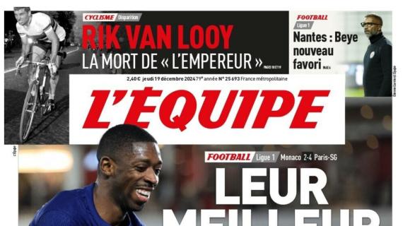 L'Equipe celebra la vittoria del PSG sul Monaco in prima pagina: "Il loro volto migliore"