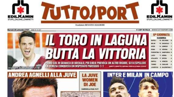 La doppia apertura di Tuttosport: "Agnelli: 'Non siamo finiti'" e "Ossigeno Champions"
