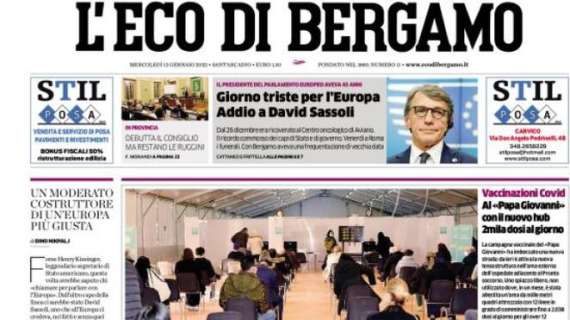 L’Eco di Bergamo titola: “È l’ora della Coppa Italia. Atalanta, 8 assenti ma vuole i quarti”
