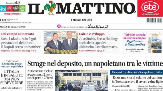 Lukaku, solo 5 gol e prestazioni deludenti. Il Mattino titola: "Il Napoli cerca un bomber"