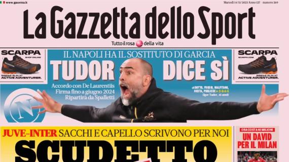 La prima pagina de La Gazzetta dello Sport apre su Juve-Inter: "Scudetto da maestri"