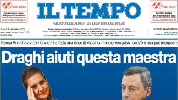 Il Tempo in apertura: "A Mancini basta l'Italia 2 per annientare la Lituania"