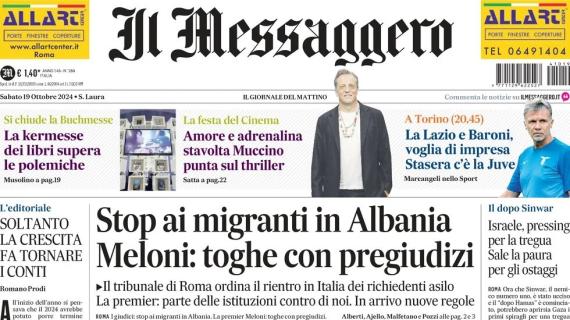 Il Messaggero in prima pagina: "Lazio e Baroni, voglia di impresa. Stasera c'è la Juve"