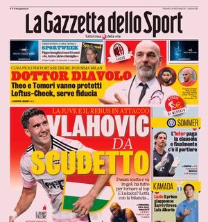 La prima pagina di oggi de La Gazzetta dello Sport titola: "Vlahovic da scudetto"