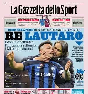 La Gazzetta dello Sport apre con il successo dell'Inter nel derby: "Re Lautaro"