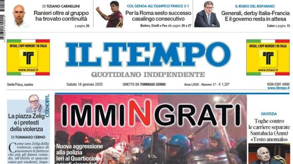 Il Tempo in prima pagina sui giallorossi: "Per la Roma sesto successo casalingo consecutivo" 