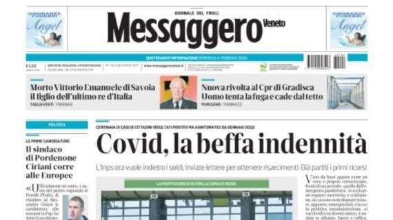 Il Messaggero Veneto apre con l'Udinese: "Senza la Nord solo un punto"