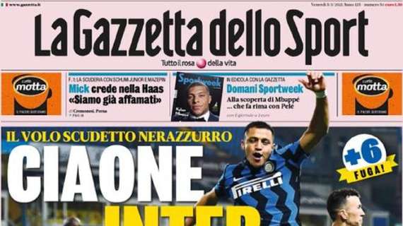 L'apertura de La Gazzetta dello Sport sulla corsa scudetto: "Ciaone Inter"