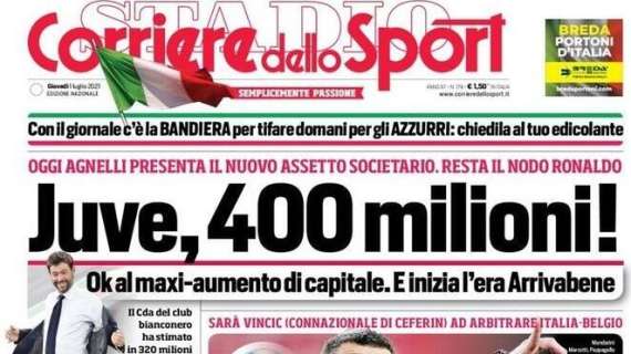 L'apertura del Corriere dello Sport: "Juve, 400 milioni"