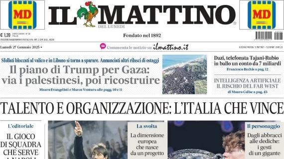 Il Mattino apre la sua prima pagina con Sinner e il Napoli: "La legge di Conte"