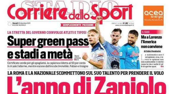 L'apertura del Corriere dello Sport: "L'anno di Zaniolo"