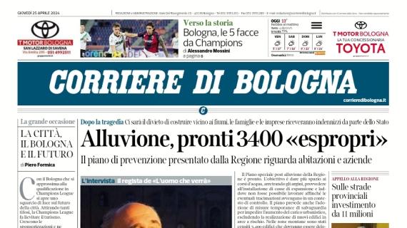 La prima pagina del Corriere di Bologna sui rossoblù: "Le 5 facce da Champions"