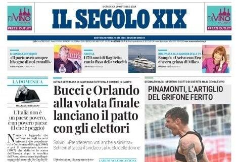 L'apertura de Il Secolo XIX sul Genoa: "Pinamonti, l'artiglio del grifone ferito"