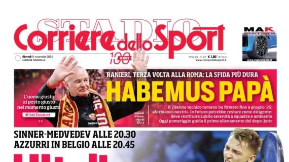 Il Corriere dello Sport apre: "L'Italia si sdoppia". In campo azzurri e Sinner