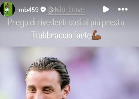 Balotelli posta una foto di Bove sorridente: "Prego di rivederti così al più presto"