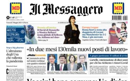 Il Messaggero: "Roma fuori a testa alta: doppietta di Cavani ma Manchester ko 3-2"