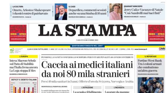 La Stampa: "Gatti ci ha preso gusto: la Juve batte il Napoli e torna prima"
