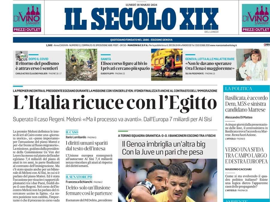 Il Secolo XIX: "Il Genoa imbriglia un'altra big: con la Juventus un pari che pesa"
