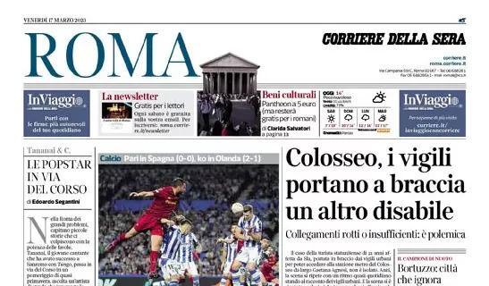 Il Corriere di Roma in apertura: "La Roma resiste, Lazio unica italiana eliminata"