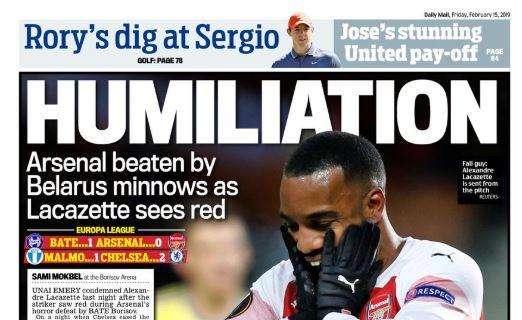 Il Mail e la sconfitta dell'Arsenal contro il BATE Borisov: "Umiliazione"