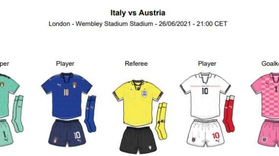 Italia-Austria, scelte le maglie per sabato: classico azzurro per la Nazionale di Mancini