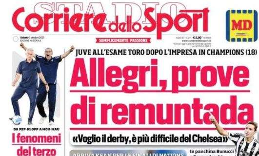 L'apertura del Corriere dello Sport: "Allegri, prove di remuntada"