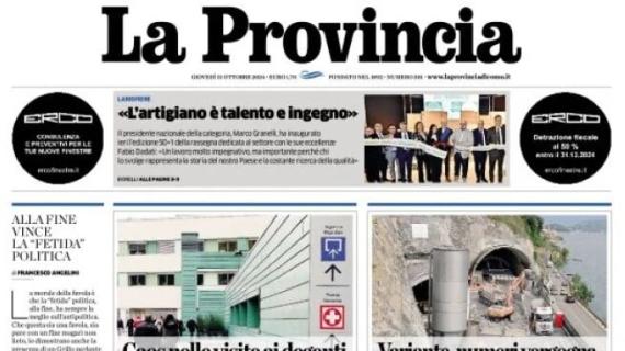 L'apertura de La Provincia di Como: "Como, sfida di Halloween. Scherzetto alla Lazio?"