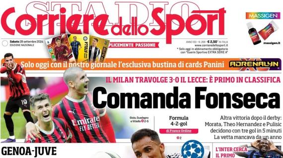 L'apertura del Corriere dello Sort sulle scelte di Motta: "Thiago apre"