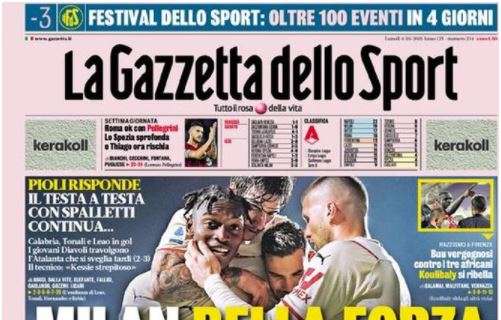 L'apertura de La Gazzetta dello Sport: "Milan bella forza, ma è settebello Napoli"