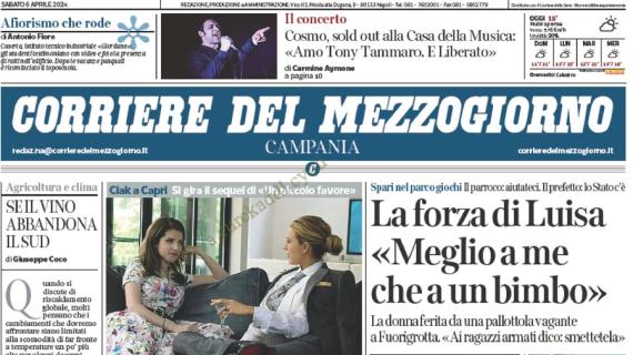 L'apertura del Corriere del Mezzogiorno: "'Sarò con te' Al cinema il film dello scudetto"