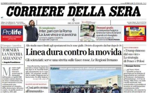 Il Corriere della Sera: "Inter, pari con la Roma. La Juve vince e si avvicina"