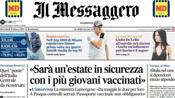 Il Messaggero nella sua apertura odierna: "Italia, sono prove di allungo"