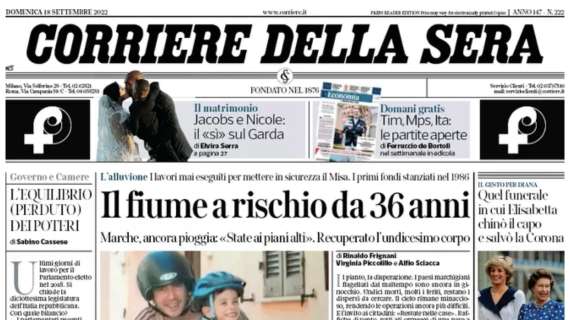 Corriere della Sera nell'apertura delle pagine sportive: "Milan-Napoli, primarie scudetto"