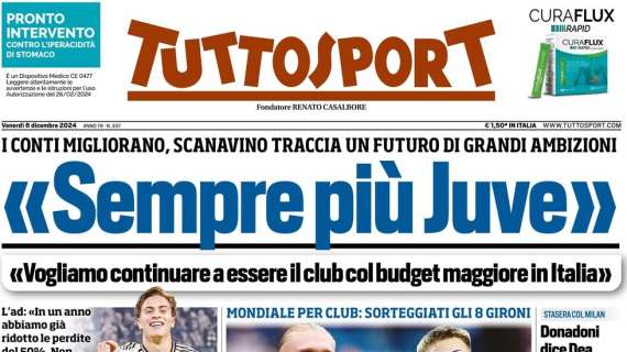 Tuttosport in apertura: "Sempre più Juve". Ottimismo da parte di Scanavino