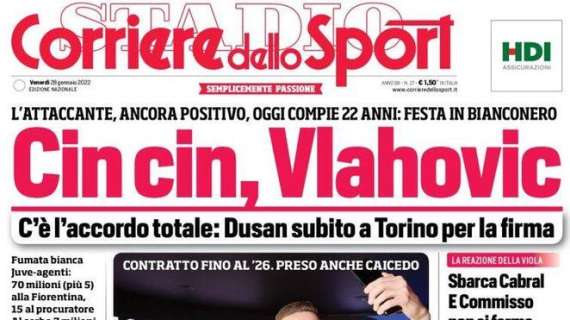 L'apertura del Corriere dello Sport: "Cin cin Vlahovic"