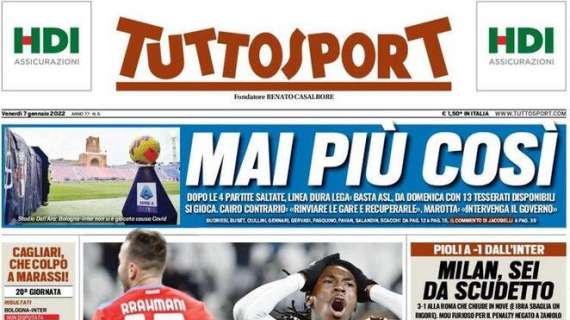 L'apertura di Tuttosport: "Il Napoli c'è, la Juve no"