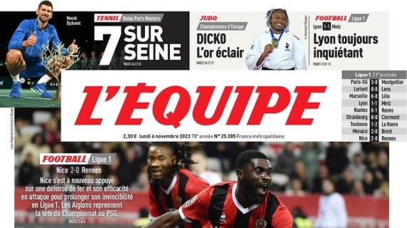 L'Equipe in prima pagina: "Il Nizza si riprende la vetta. Lione sempre inquietante"