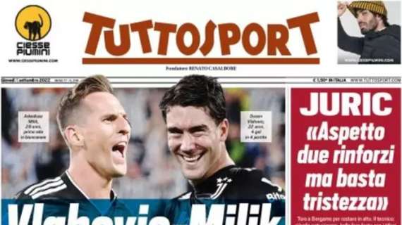 L'apertura di Tuttosport: "Vlahovic-Milik, Juve bum bum". I bianconeri ritrovano i 3 punti