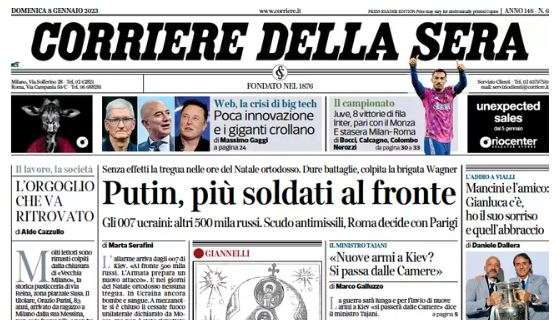 Corriere della Sera: "Juv8, 8 vittorie di fila. Inter, pari con il Monza. E stasera Milan-Roma"